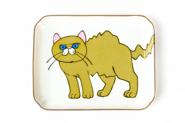 八百萬本舗の商品例：猫のイラスト皿