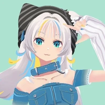 白髪に青と黄色のメッシュが入ったアニメ風の少女キャラクターのポートレート