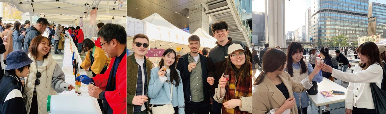 屋外で開催されている試飲イベントの様子です。