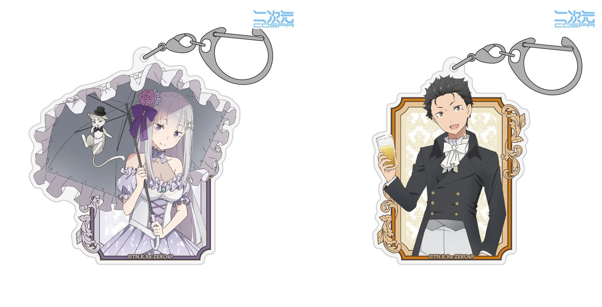 エミリア＆パック、スバル アクリルマルチキーホルダー