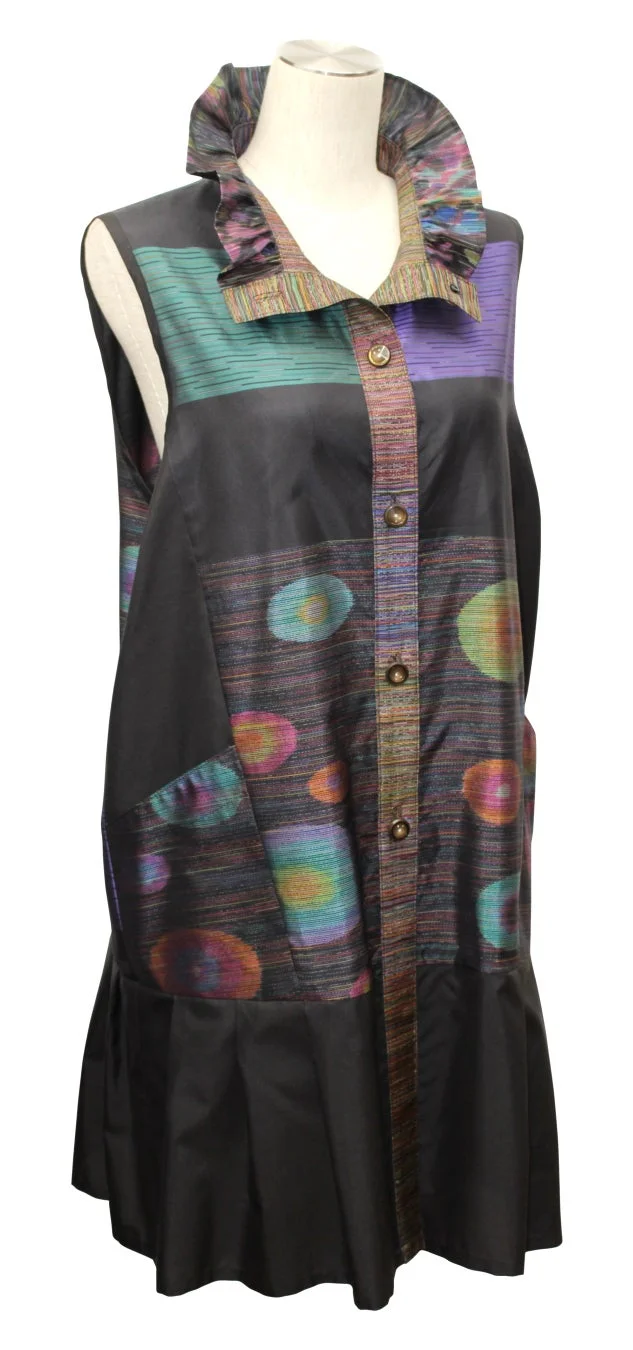 大島紬衿フリルベストのイメージ