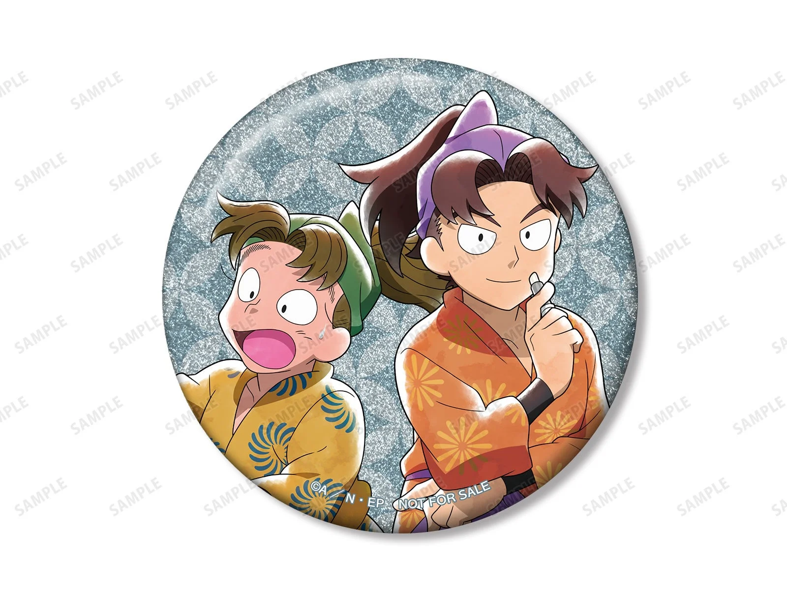 描き下ろし 小松田秀作&山田利吉 みんなで商いver. 第2弾 75mmグリッター缶バッジ イベント限定特典