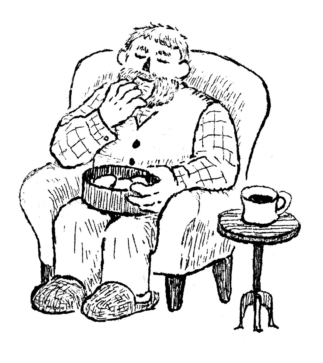 安楽椅子でくつろぐ男性のイラスト