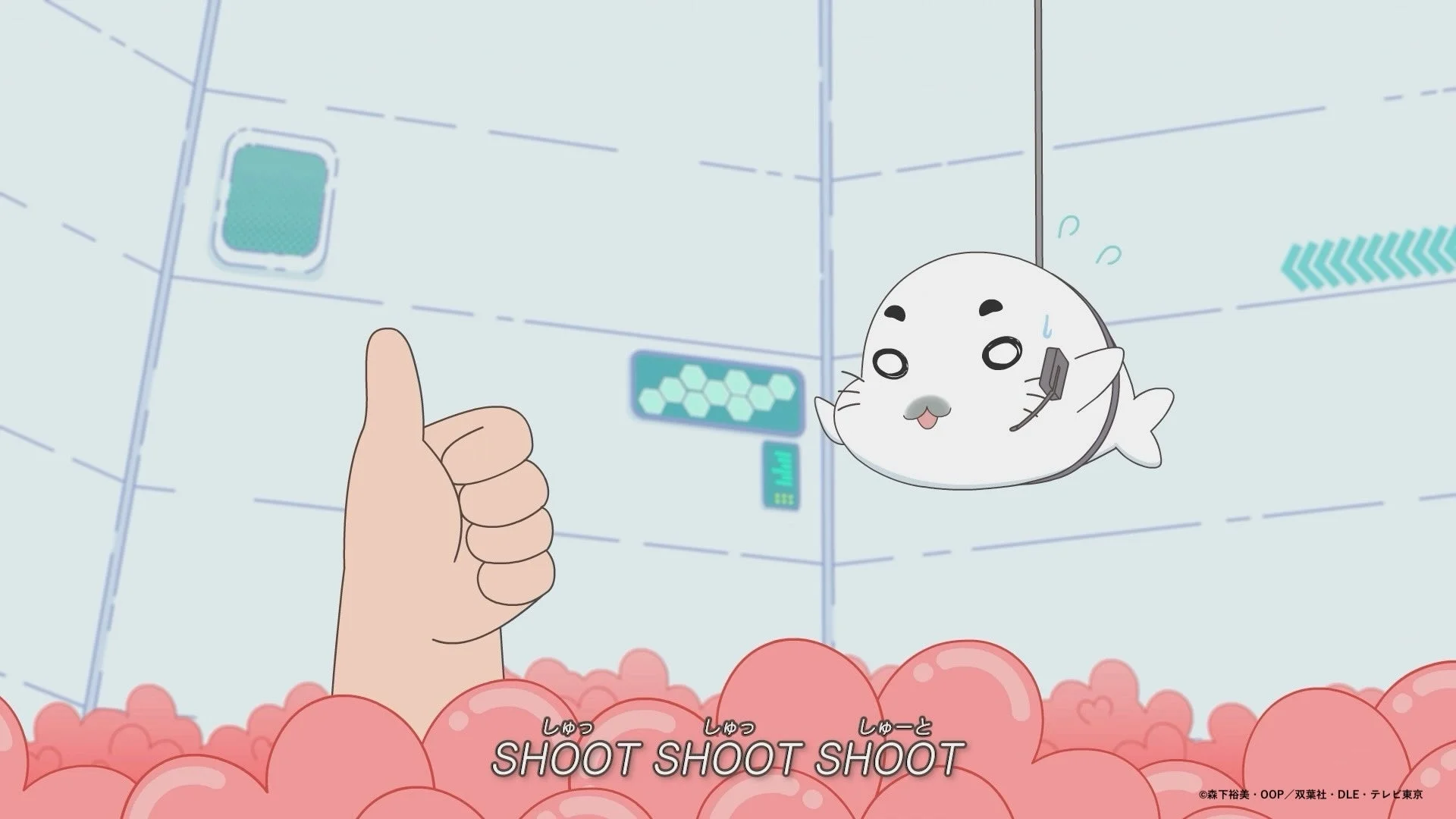 コミカルなアザラシと泡の描写