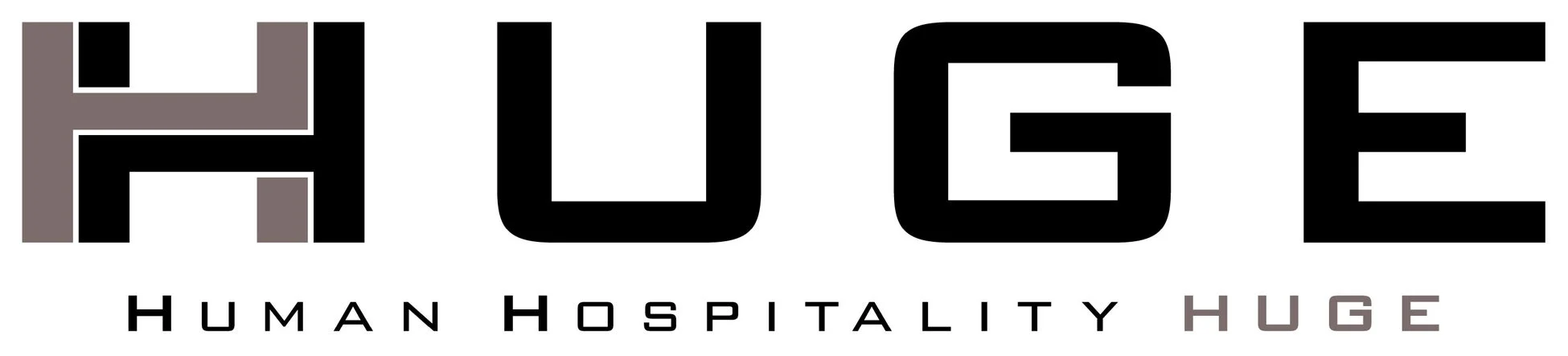 ロゴ,テキスト,企業ロゴ,ミニマリスト,モダン,黒,グレー,白,HUGE,HUMAN HOSPITALITY