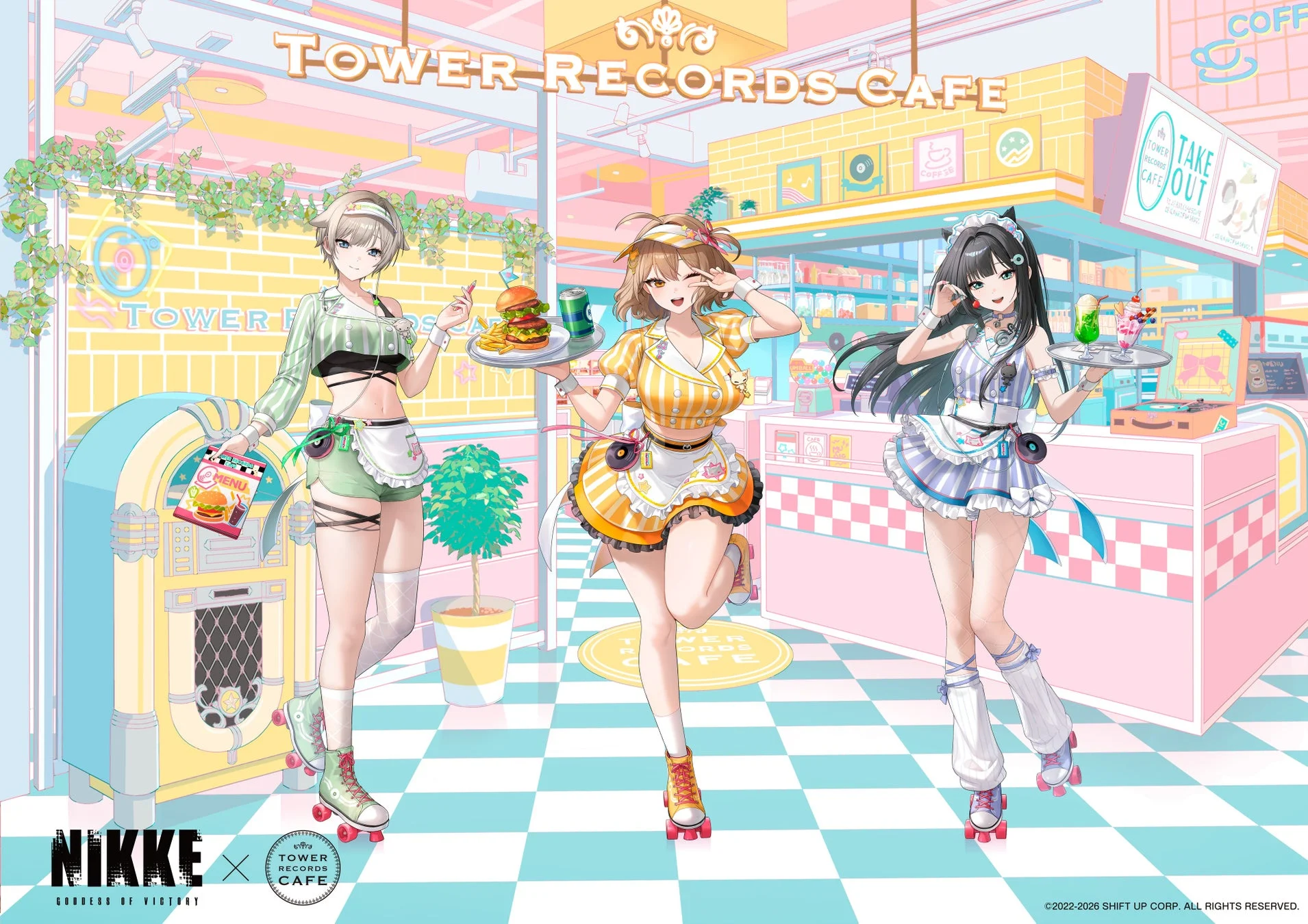 NIKKE: Goddess of Victory とタワーレコードカフェのコラボイラスト