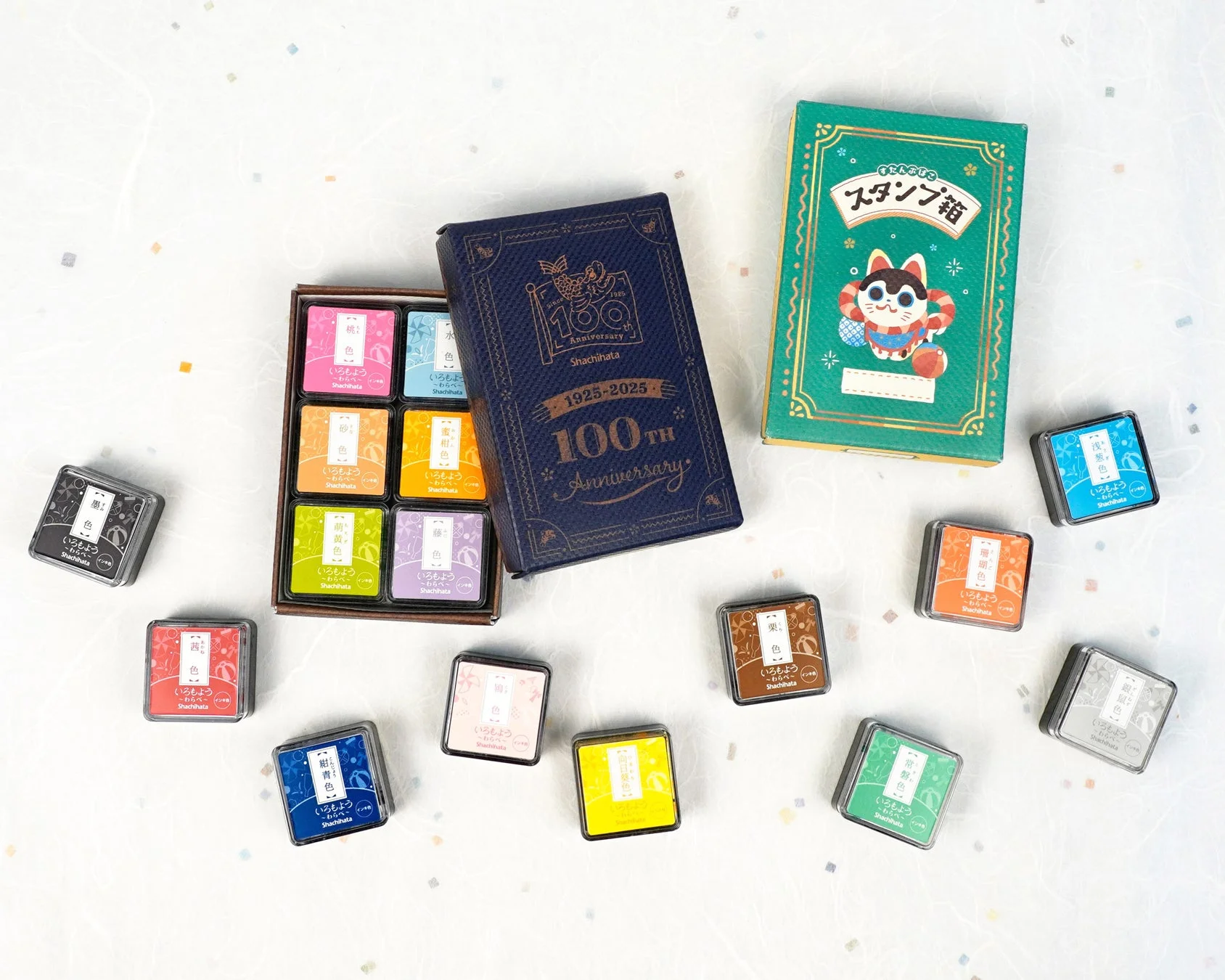 いろもよう わらべ 紙箱セットとインクパッド