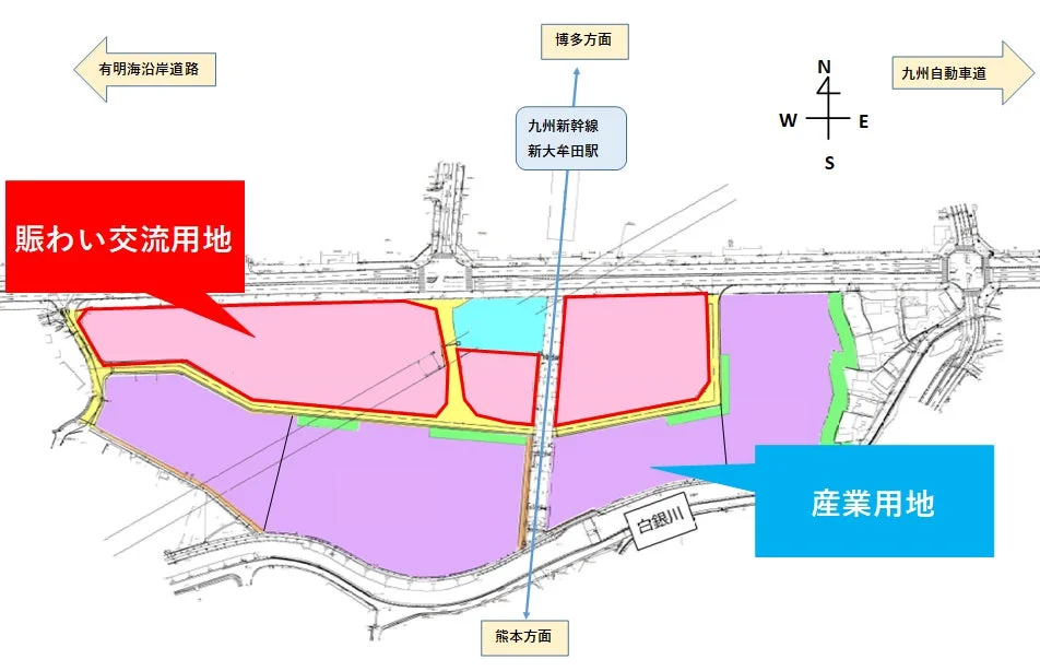 新大牟田駅周辺の土地利用計画図