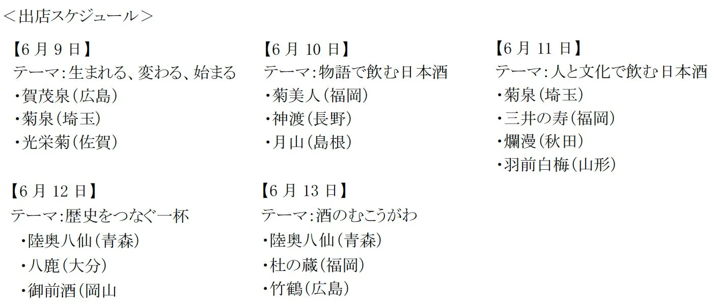 日本酒イベント出店スケジュール