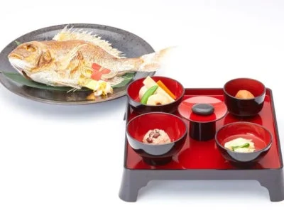 焼き鯛をメインとしたお食い初め膳
