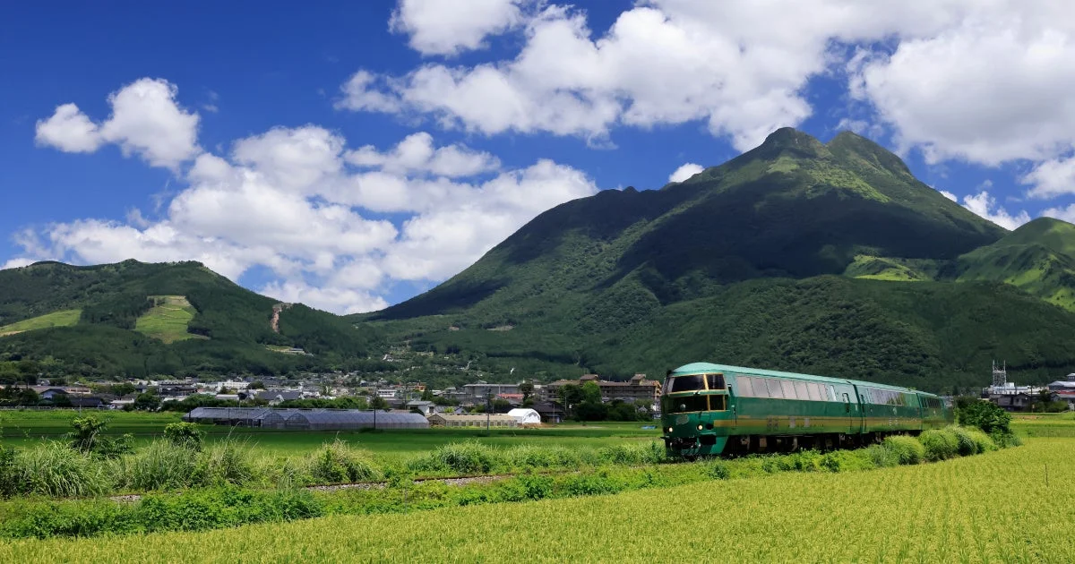 観光列車と田園風景