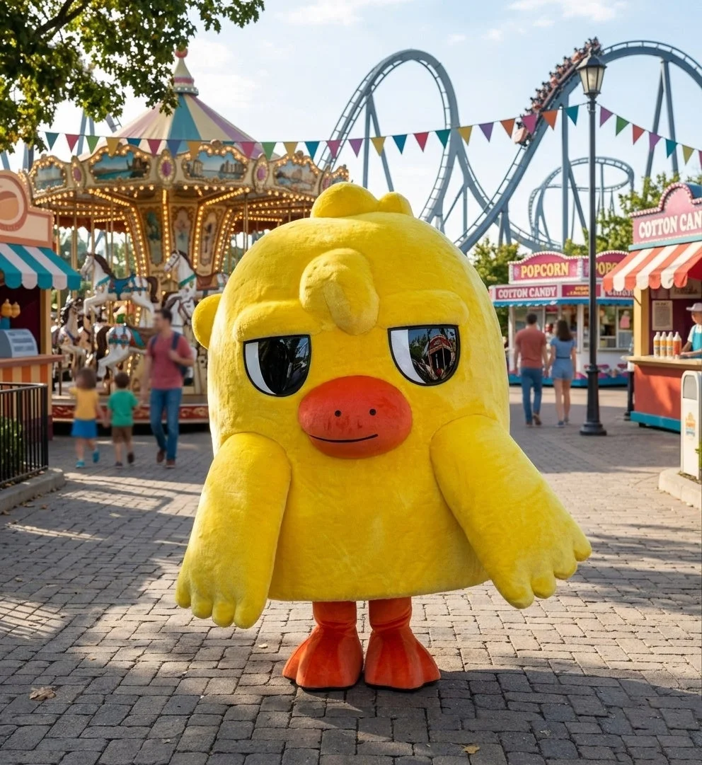 遊園地をテーマにしたキャラクター展示イメージ