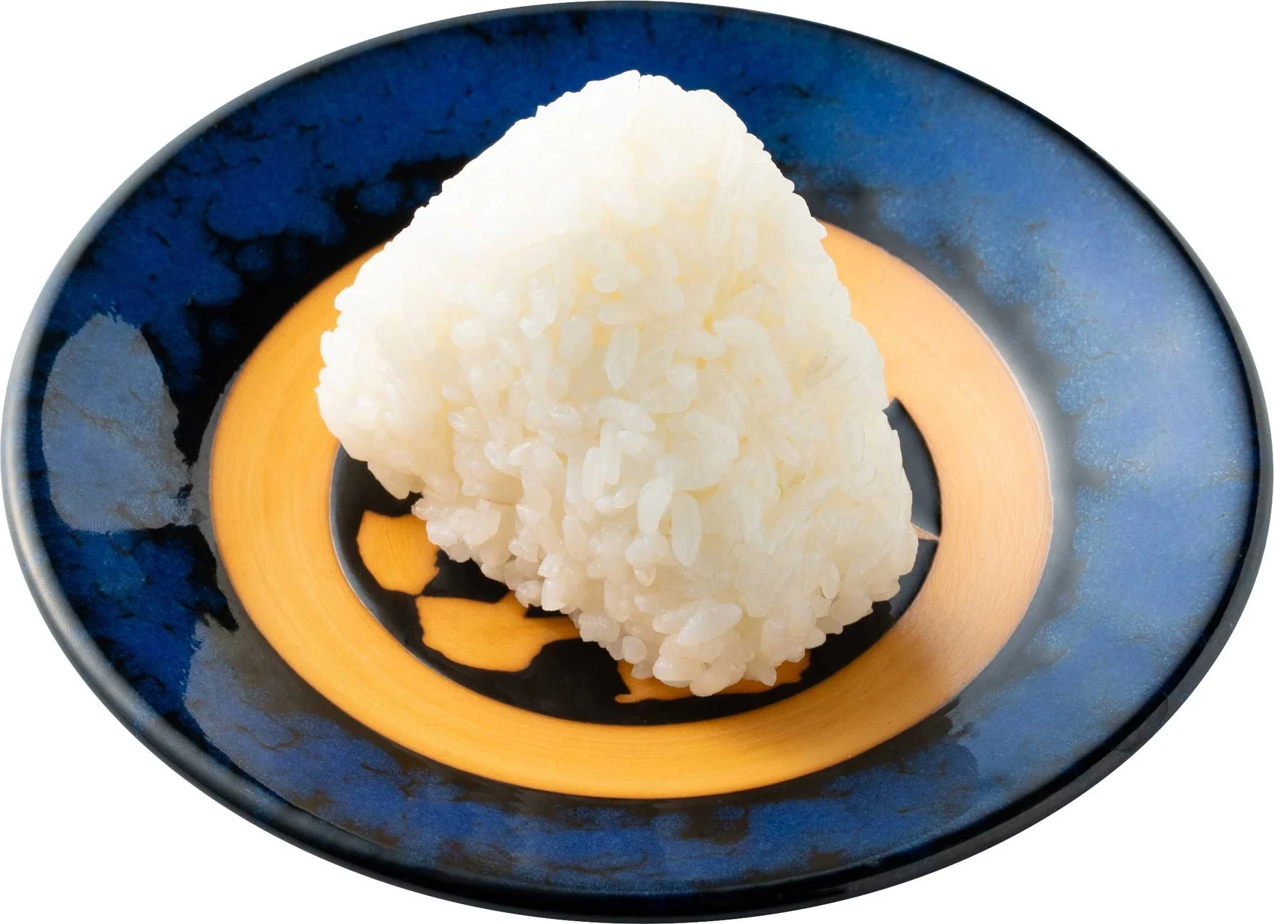 白いご飯のシンプルな画像です。おにぎりのように形作られた白米が中央に配置されています。