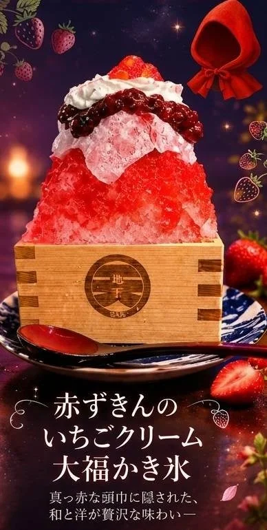 赤ずきんのいちごクリーム大福かき氷