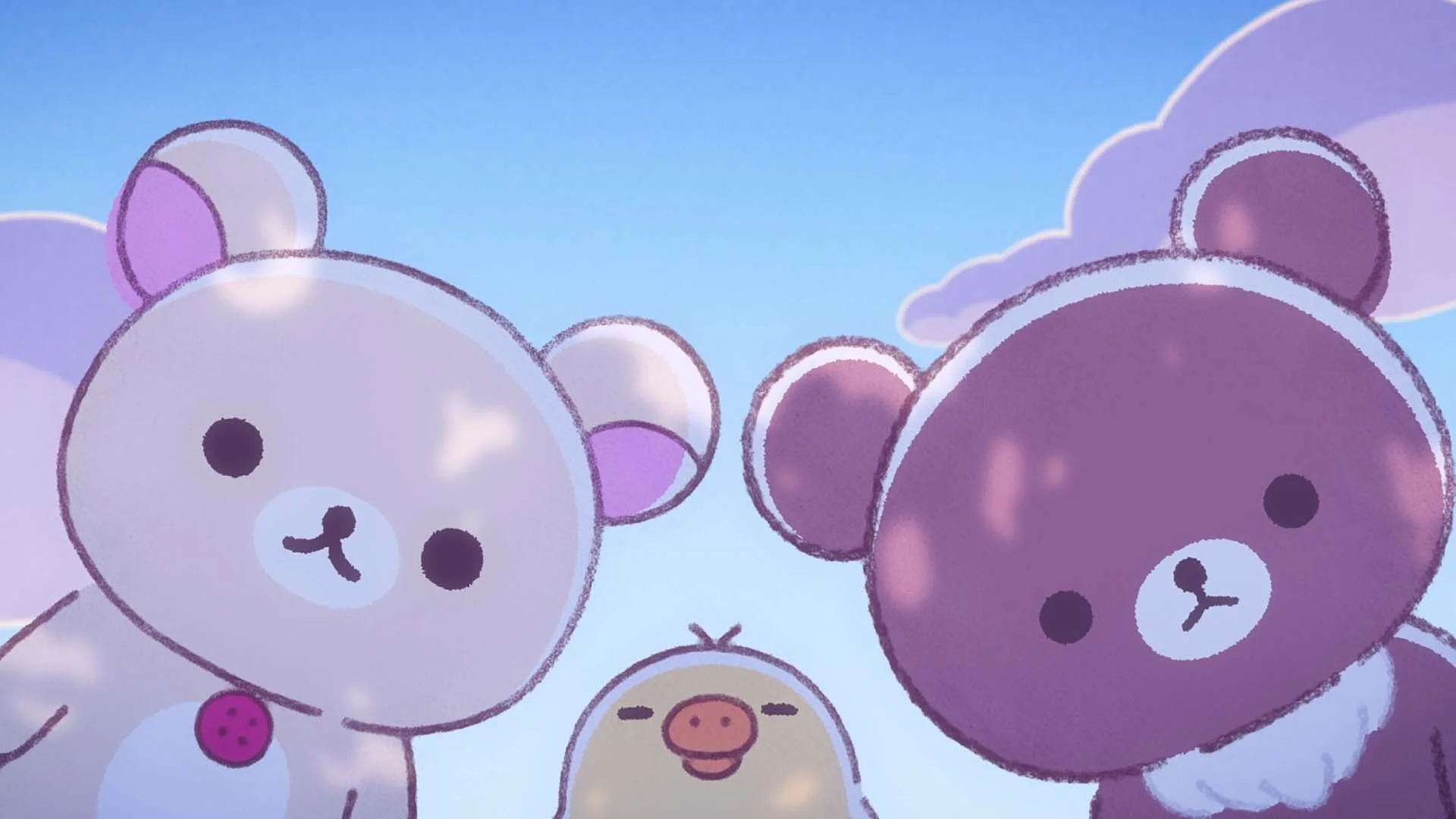リラックマたちが空から見下ろすイラスト