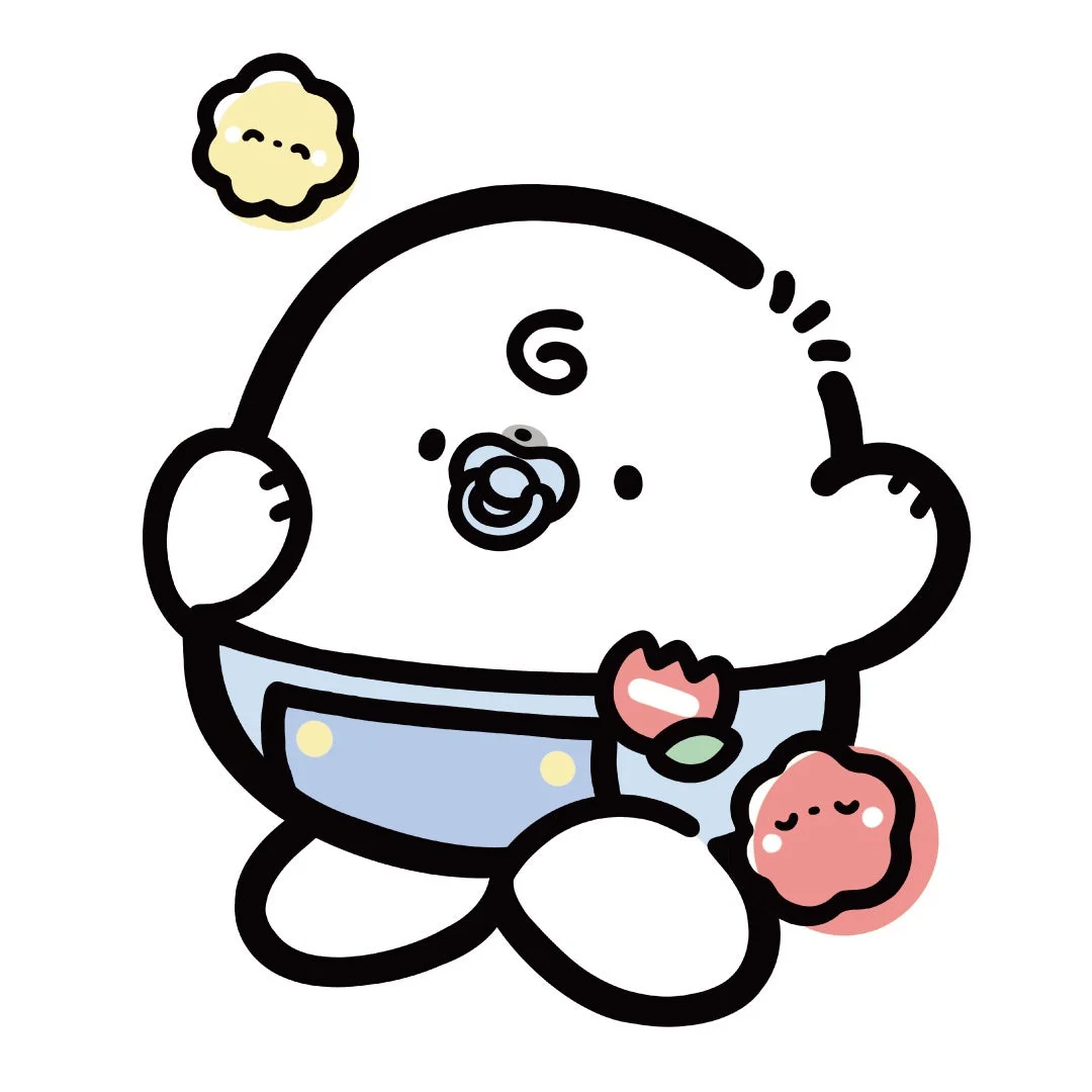 おしゃぶりをした赤ちゃんのようなキャラクター「ぷにまる」