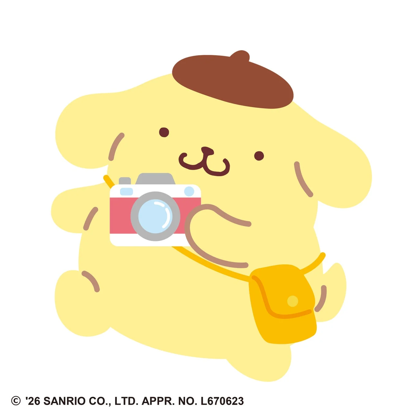 黄色のサンリオキャラクター、ポムポムプリンのイラスト
