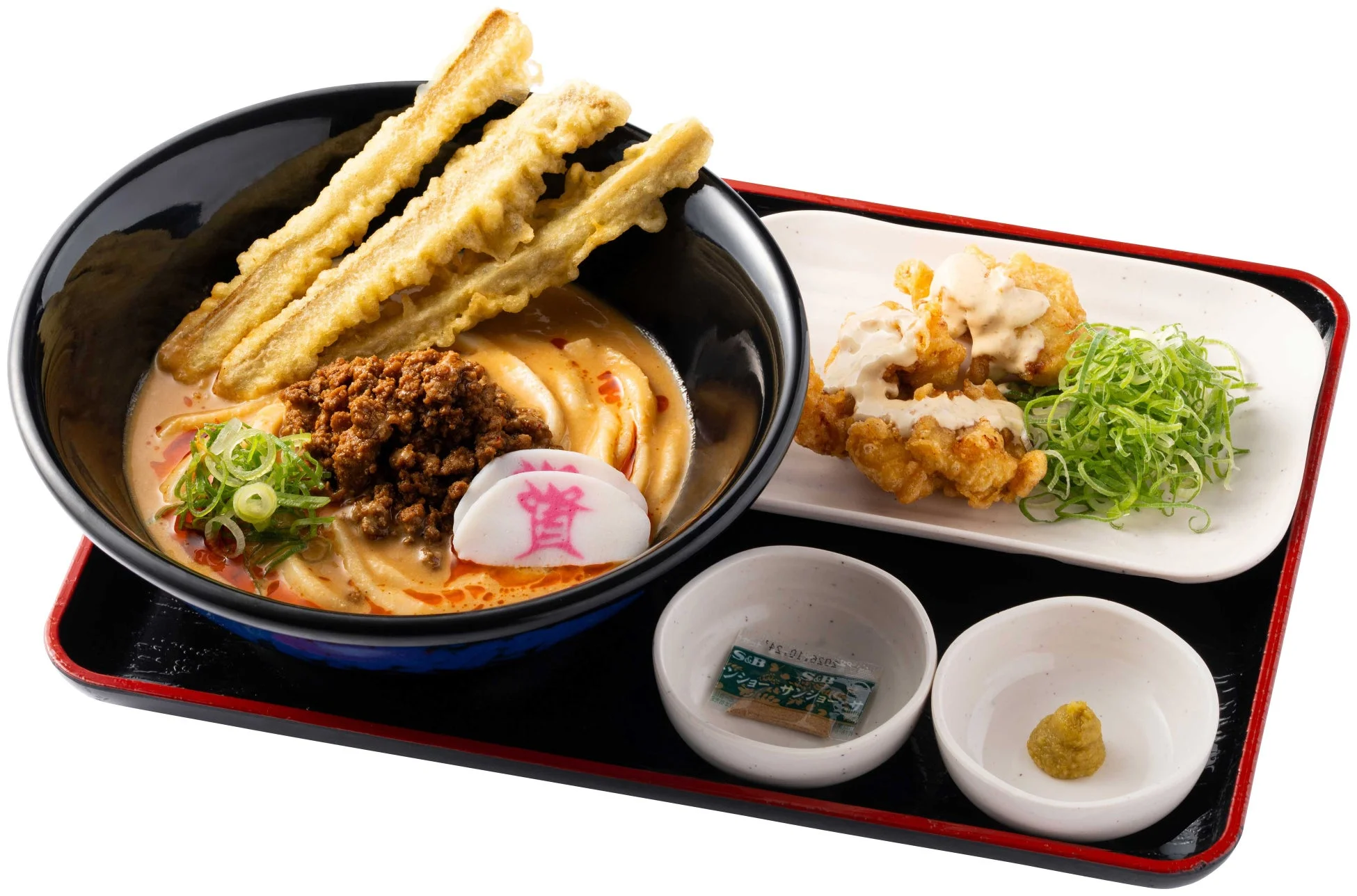 冷やし担々うどんと柚子胡椒鶏天