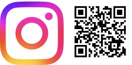 Instagramのロゴと、その横に表示されたQRコードの画像です。このQRコードはInstagramのプロフィールや特定のコンテンツへのアクセスに利用されると推測されます。