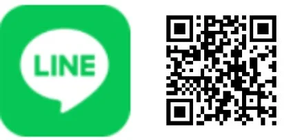 緑色のLINEアプリのアイコンと、その隣にLINEアカウントへの追加などに利用される可能性のあるQRコードが並んで表示されています。