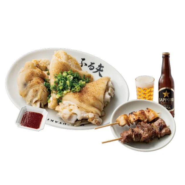 豚足と焼き鳥、サッポロビール