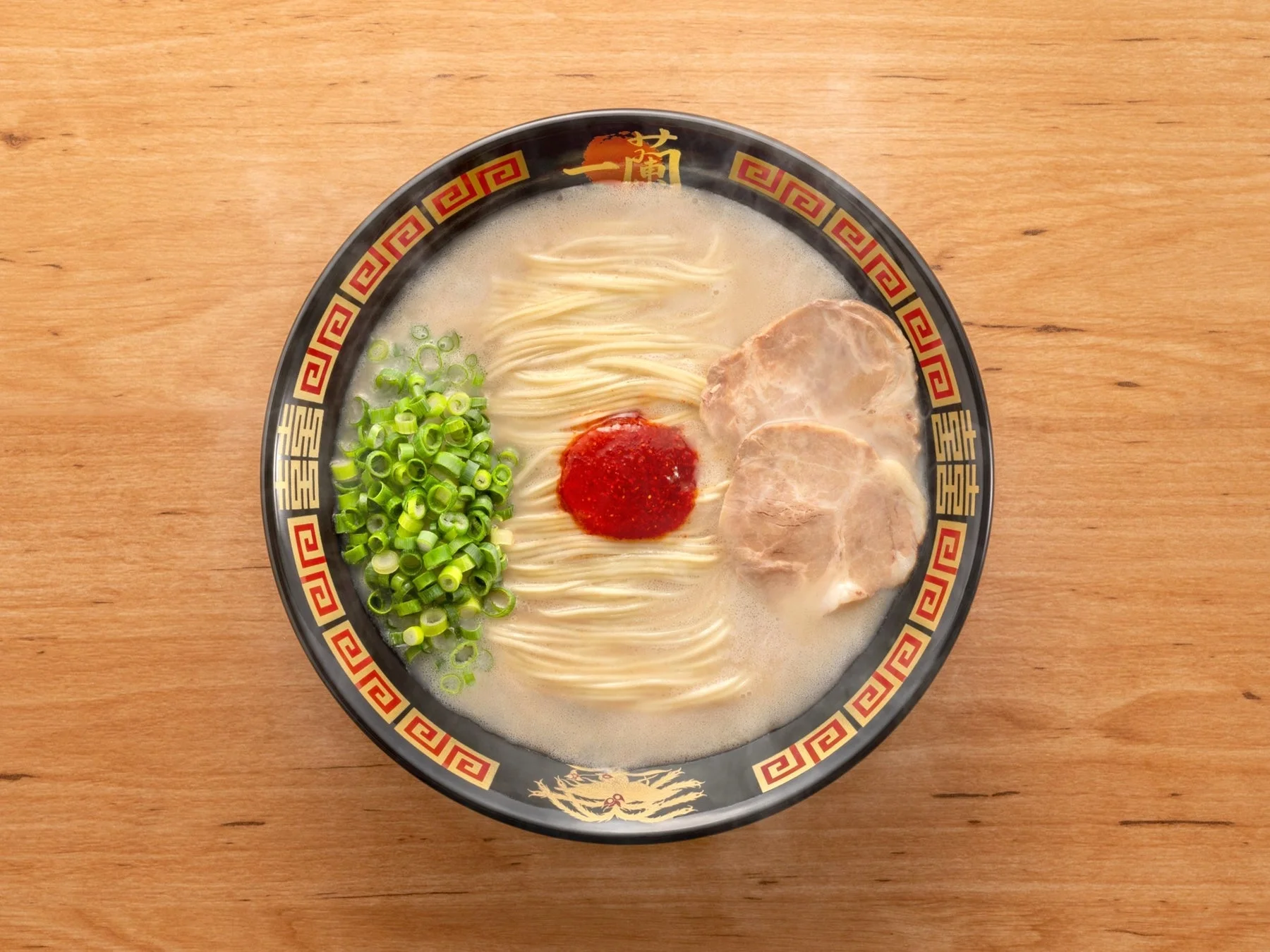 豚骨ラーメンの俯瞰写真